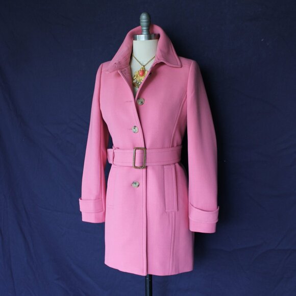 J. CREW pink Double cloth wool princess dress coat jacket trench $398 Lady day - Picture 2 of 9